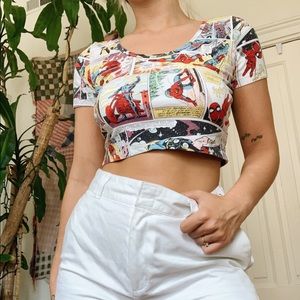 Marvel avengers cropped short sleeve shirt